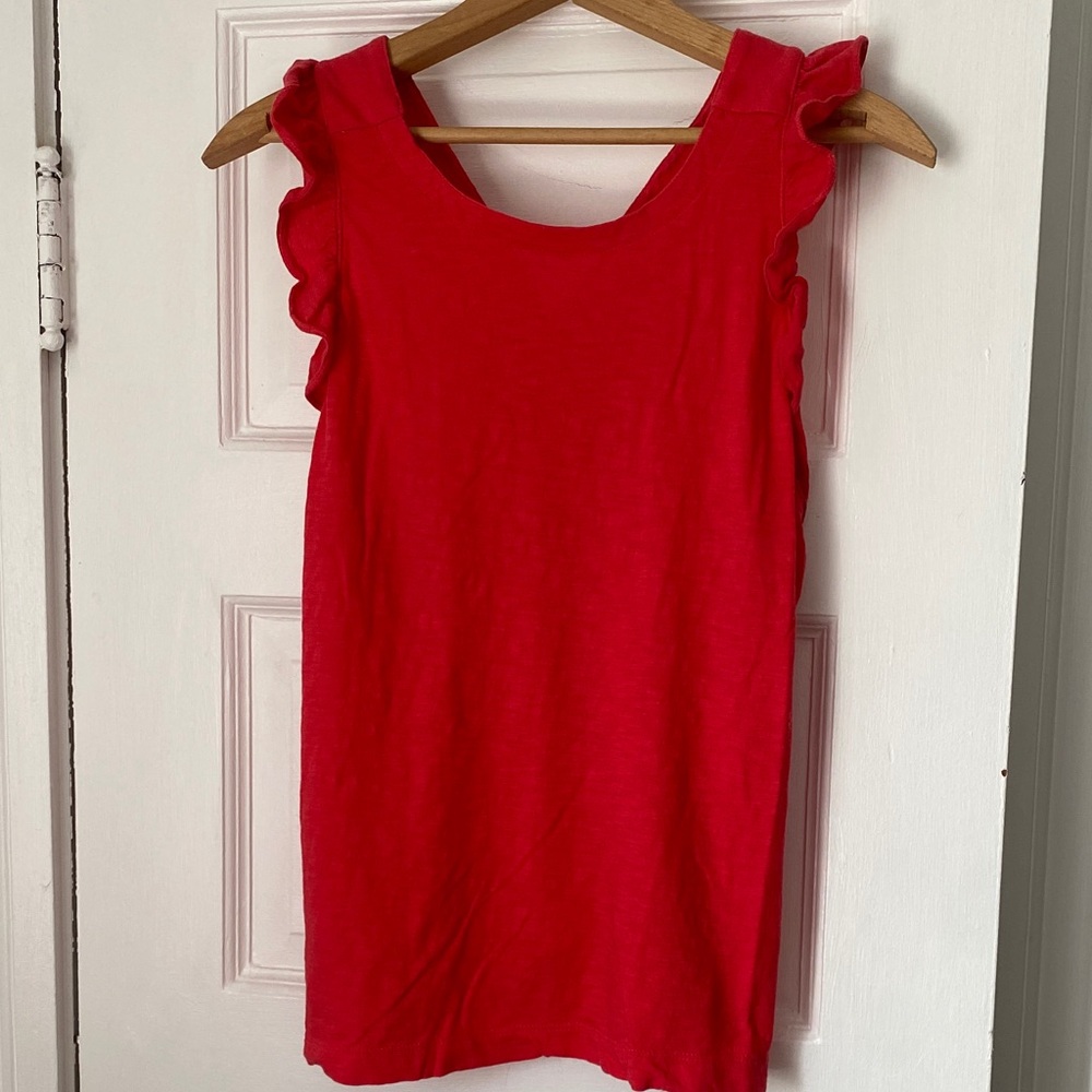 Loft coral Sleeveless Top with Ruffle Details size m